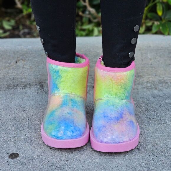 Womens Clear Multi Color Ankle Comfort Boots - Picture 3 of 5